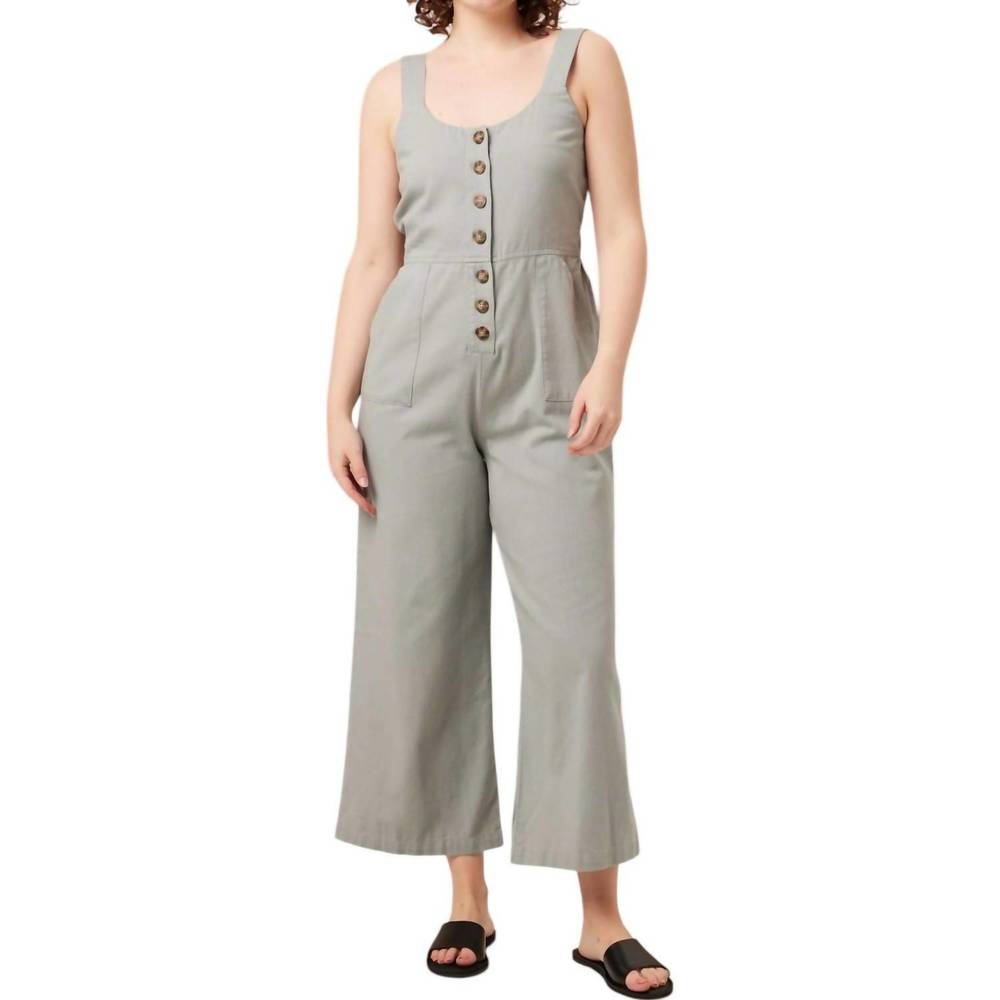 New Starlette jumper in tide pool gray - Sleeveless Button-Front Jumpsuit